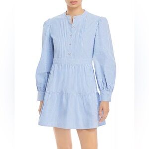 NWT! RAHI Sydney Striped Blue White Mini Shirt Dress Long Sleeves Sz Medium